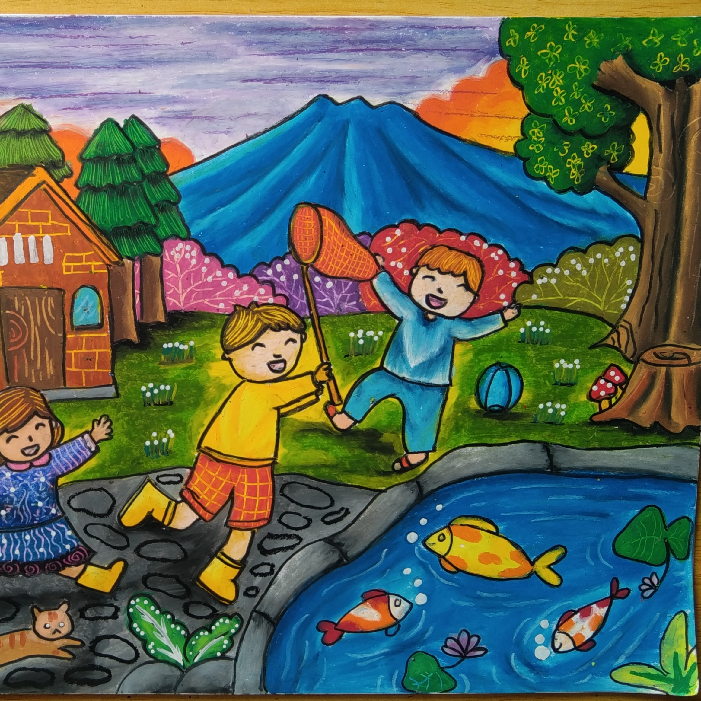 Oil pastel coloring class - Home Visit