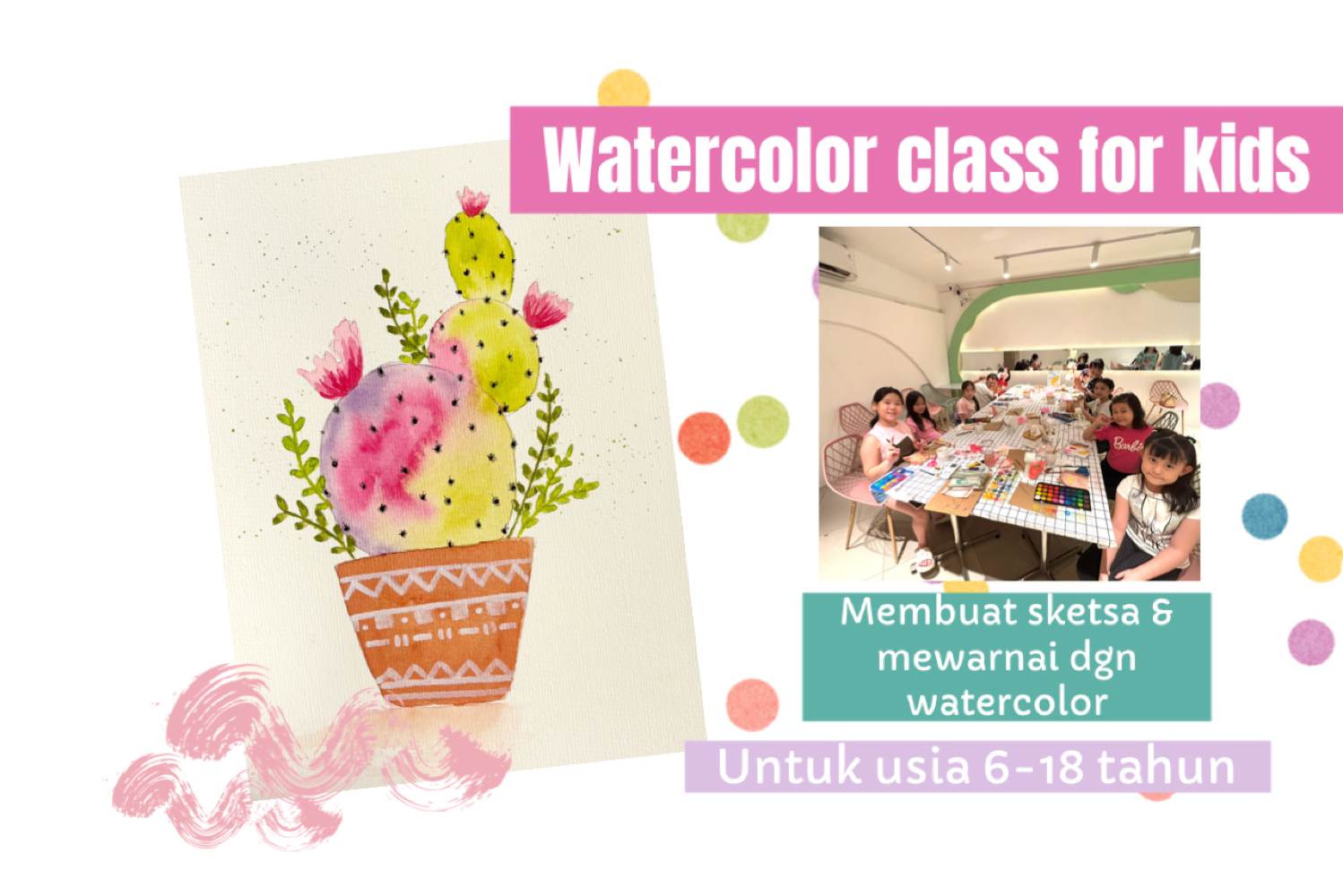 Cactus Watercolor kids