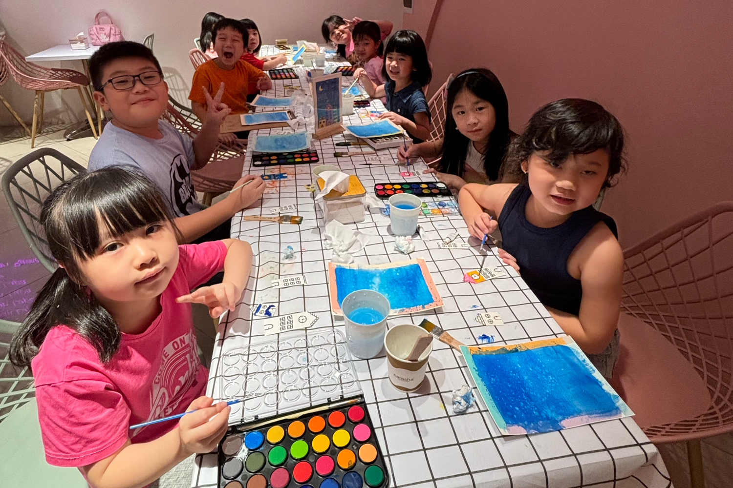 Kitties on boat watercolor kids class 2