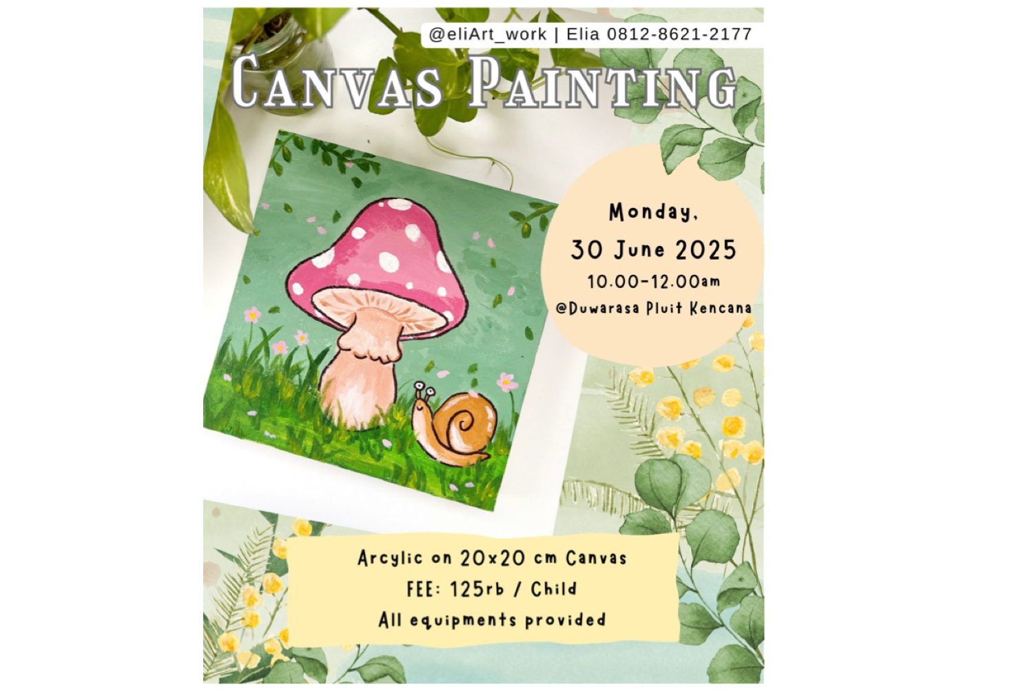 Mushroom arcylic on canvas class