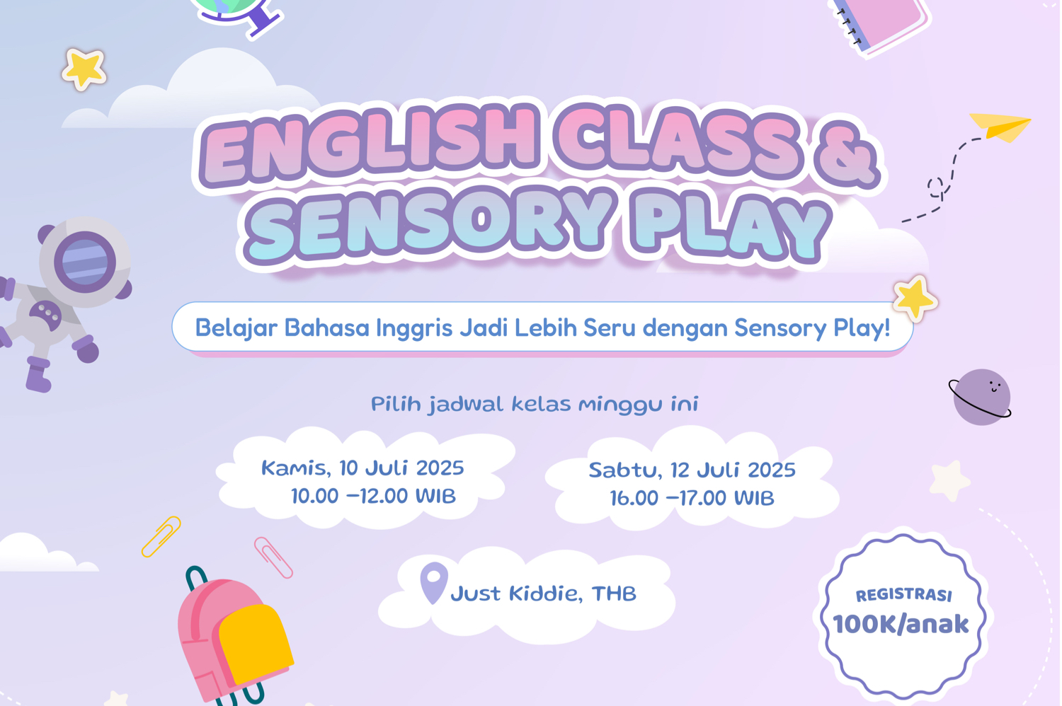 English Class & Sensory Play (Sabtu 12 Juli)
