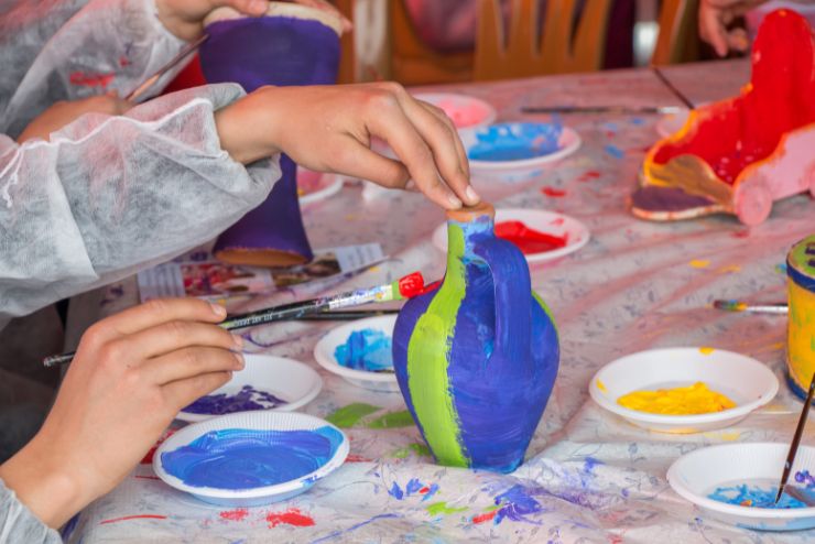 children working on an art and craft project