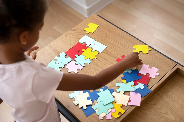 a child completing a puzzle